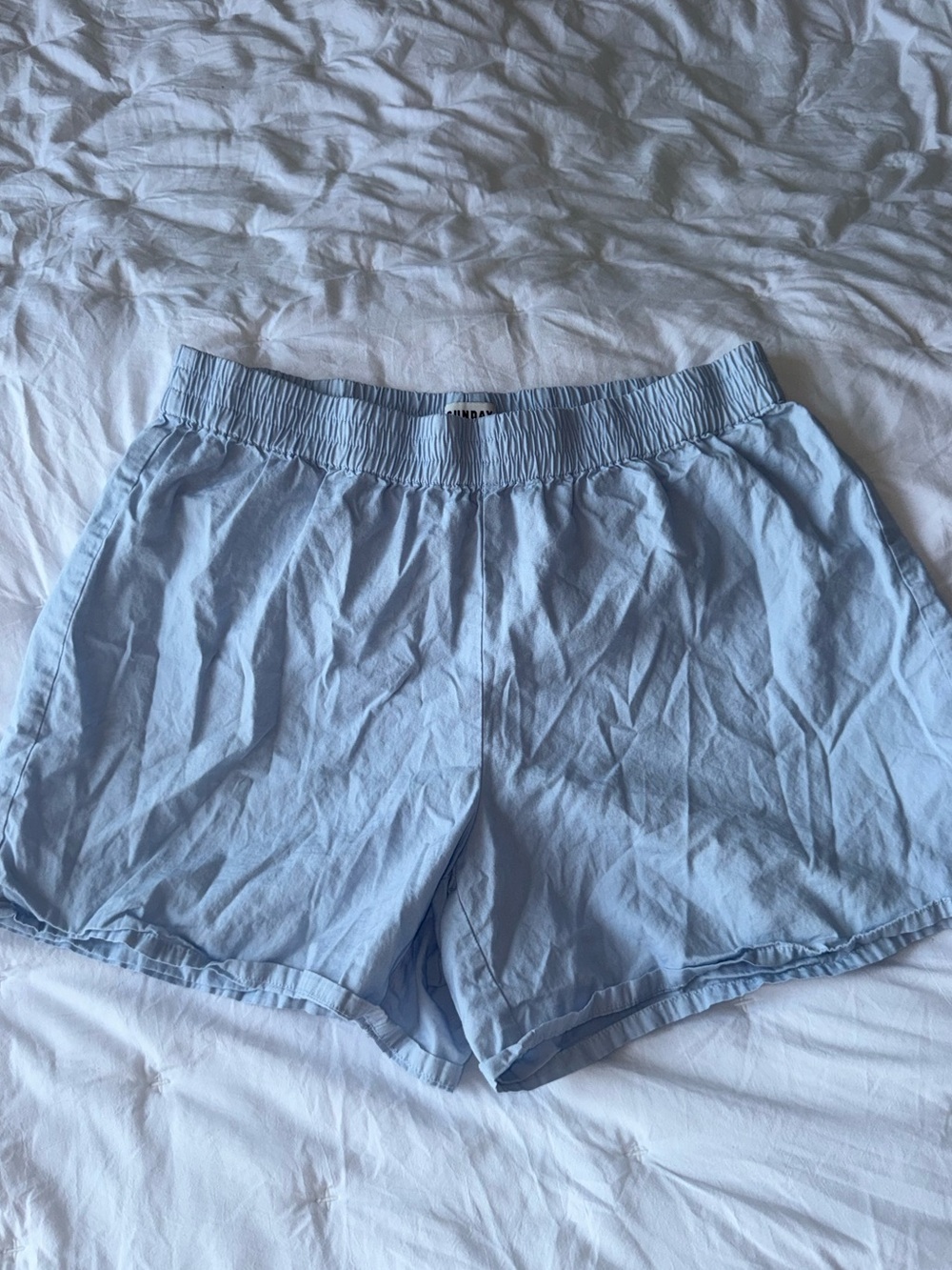 Sunday Best - Cotton Poplin Blue Boxer-Style Shorts - size Medium